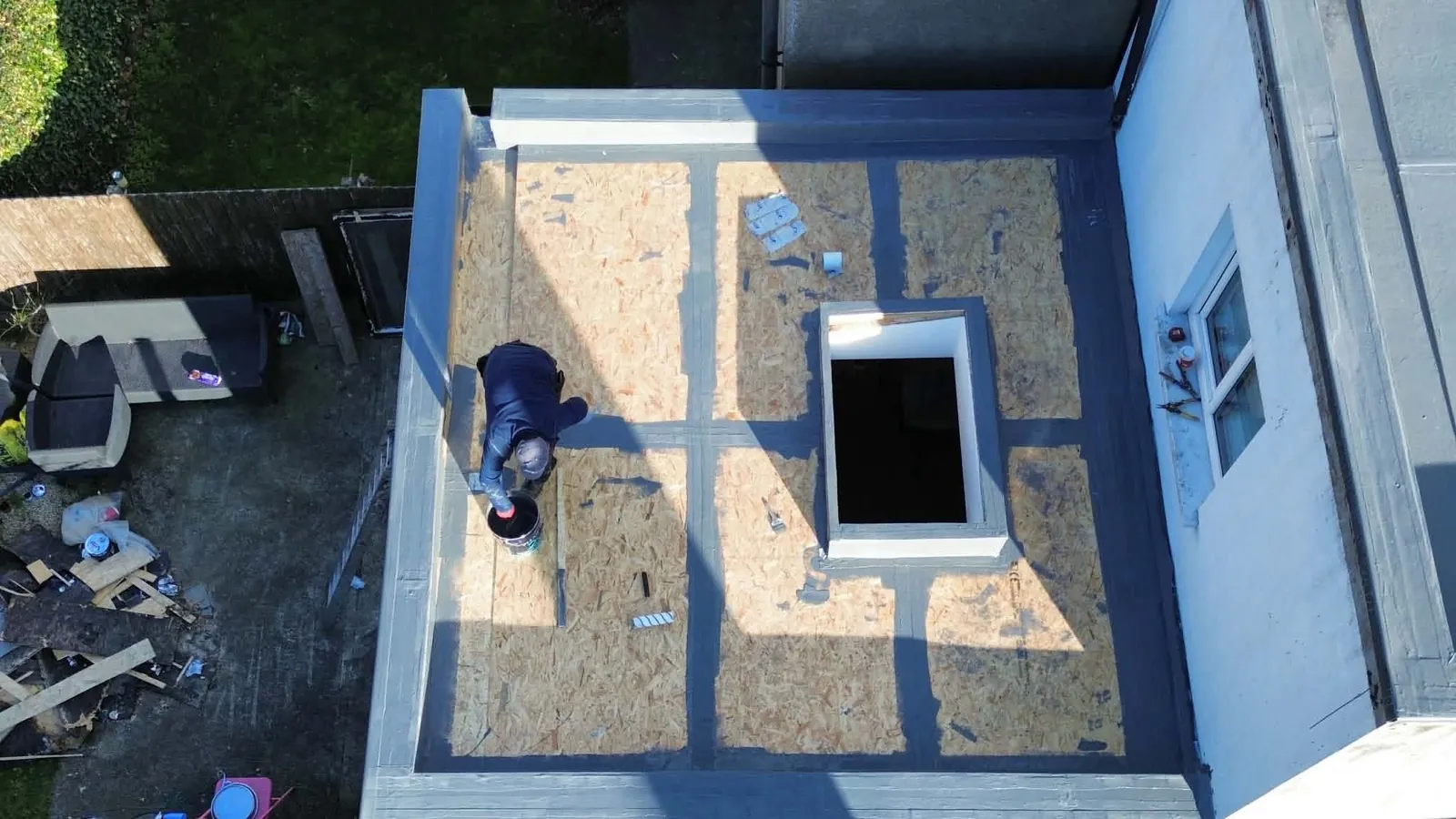 Board joints sealed before the Mariseal coat, Kilmainham