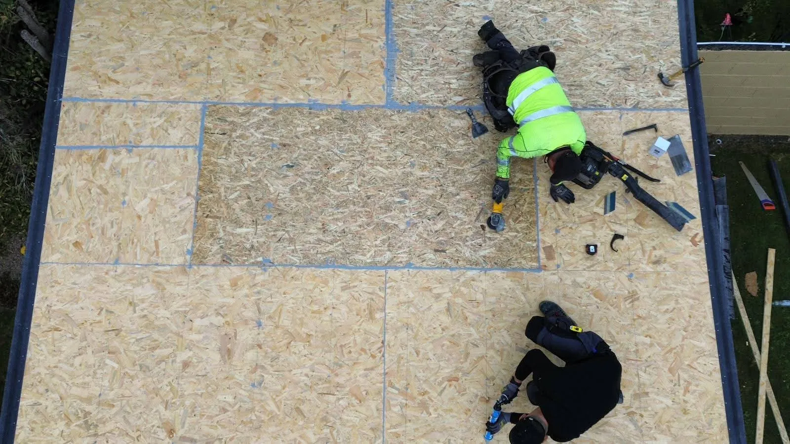 New OSB deck on the shed roof, Blanchardstown