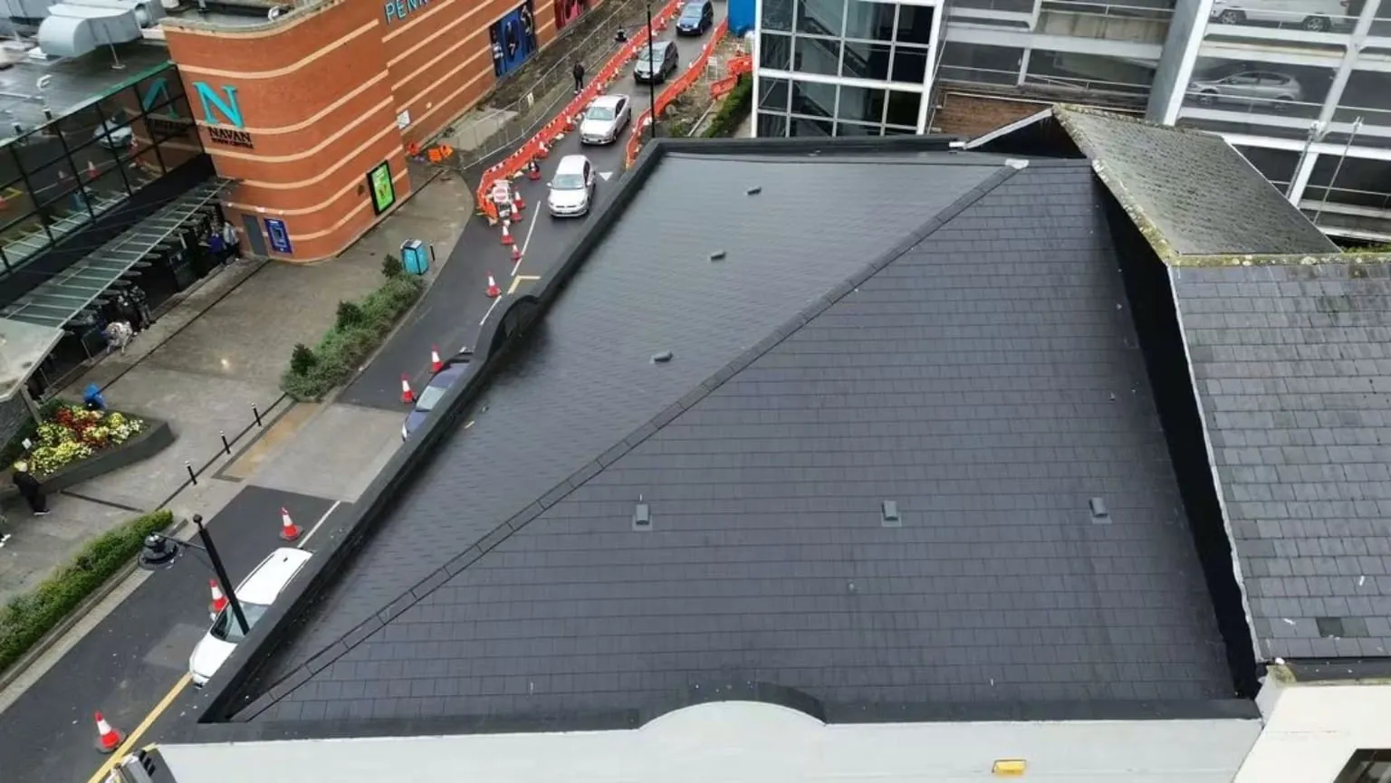 The finished slate roof seen from above, County Meath