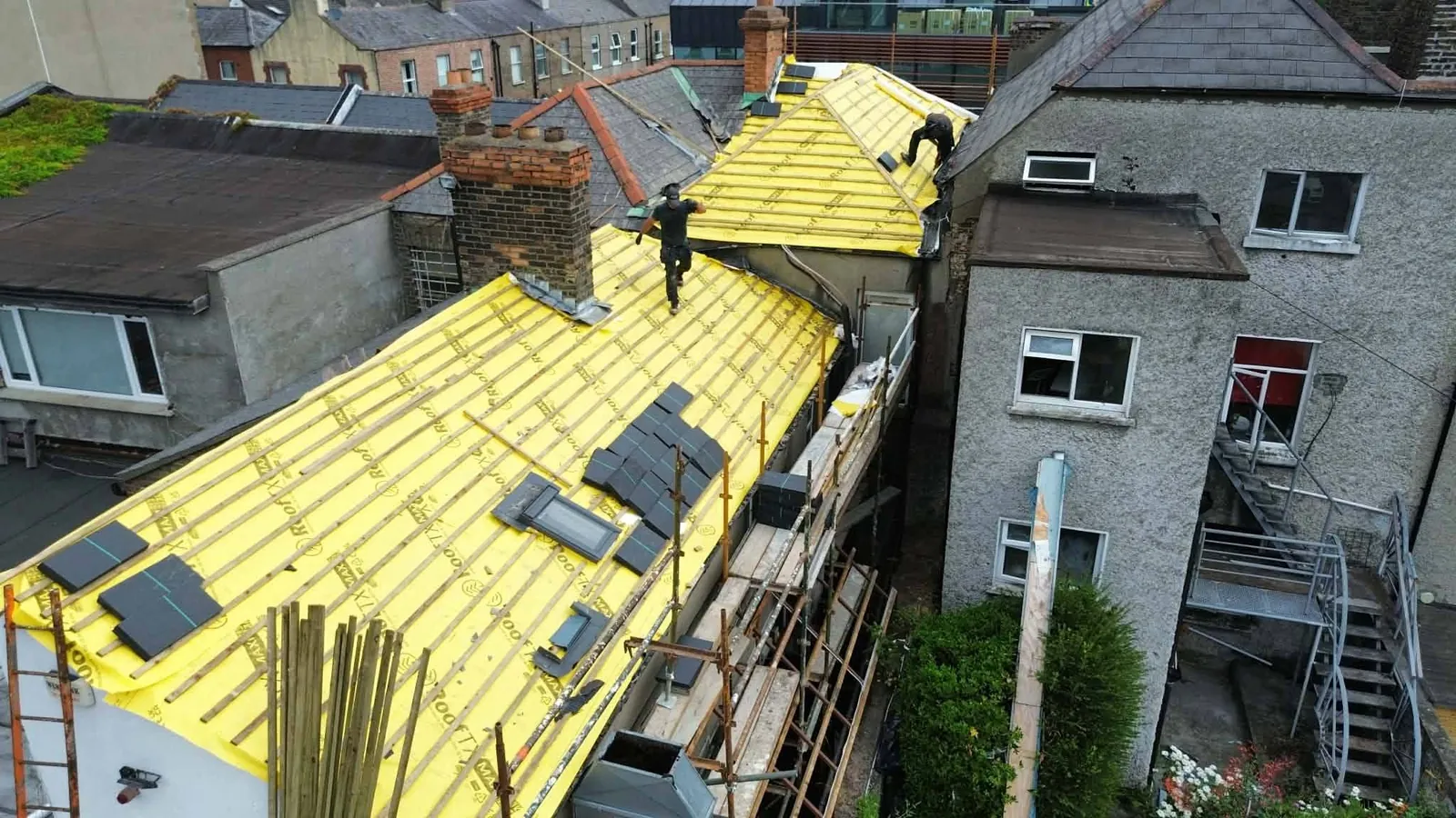 New breathable membrane and battens on the Ranelagh roof
